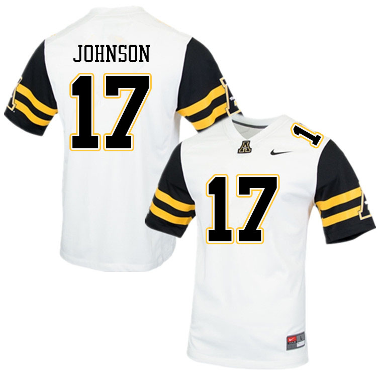 Men #17 Isaac Johnson Appalachian State Mountaineers College Football Jerseys Sale-White - Click Image to Close